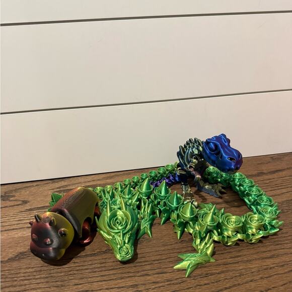 3D Printed Animals Bundle Dragon, Hippo, and Dinosaur Figurines - Picture 1 of 7